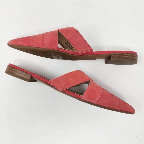 Franco Sarto Mules Women 7.5M Nita Pink Suede Pointed Toe Flats Cut Outs EUC - Picture 6 of 10